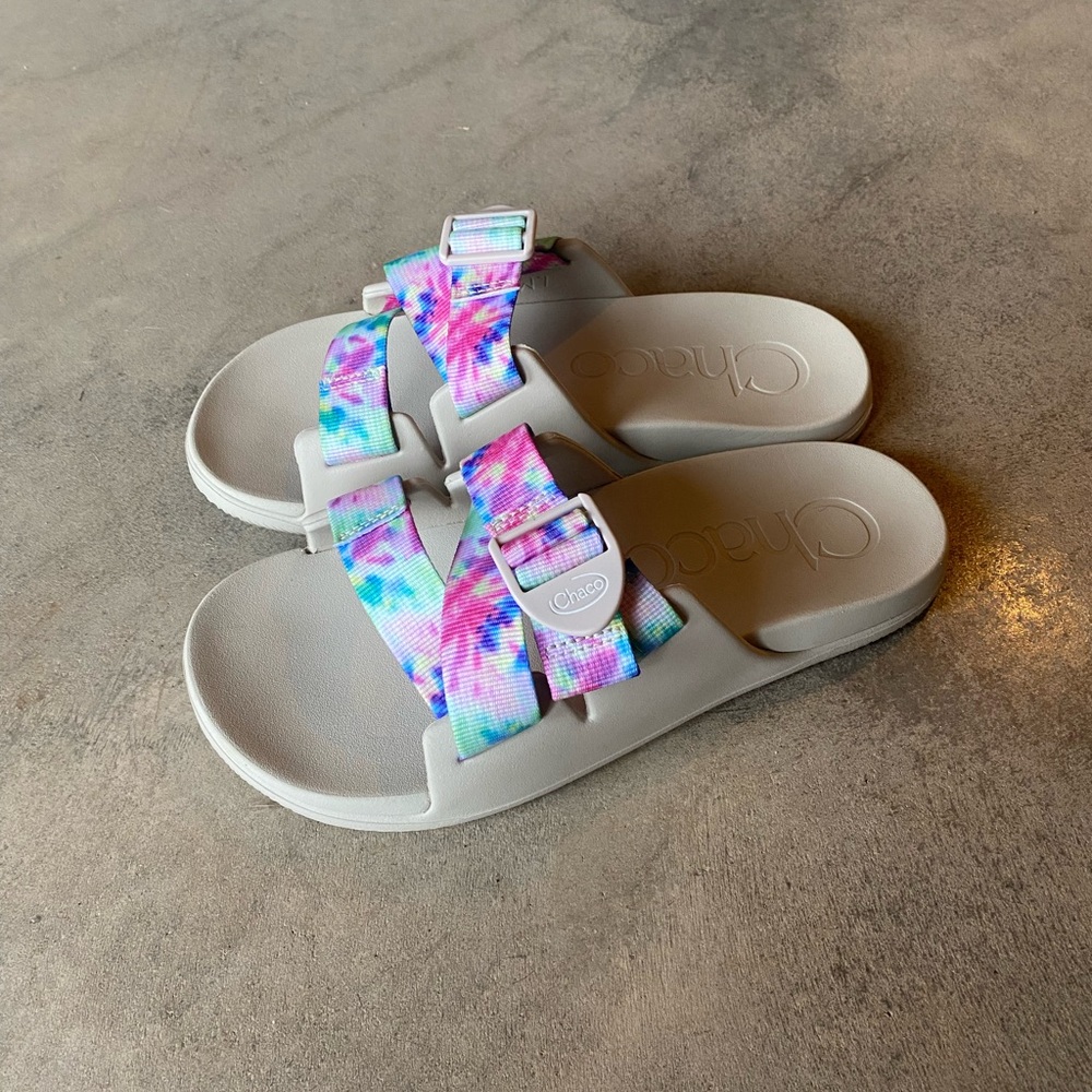 Chaco Gray Sandals with Multicolor Straps